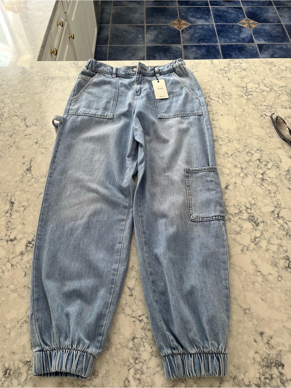 Forever 21 Light Blue Boyfriend Cargo Jeans